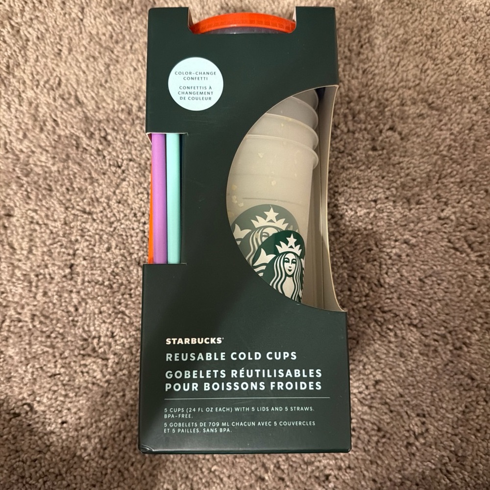 Starbucks Reusable Cold Cups with Multicolor Straws